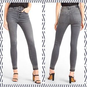 High Waisted Black Button Fly Skinny Jeans